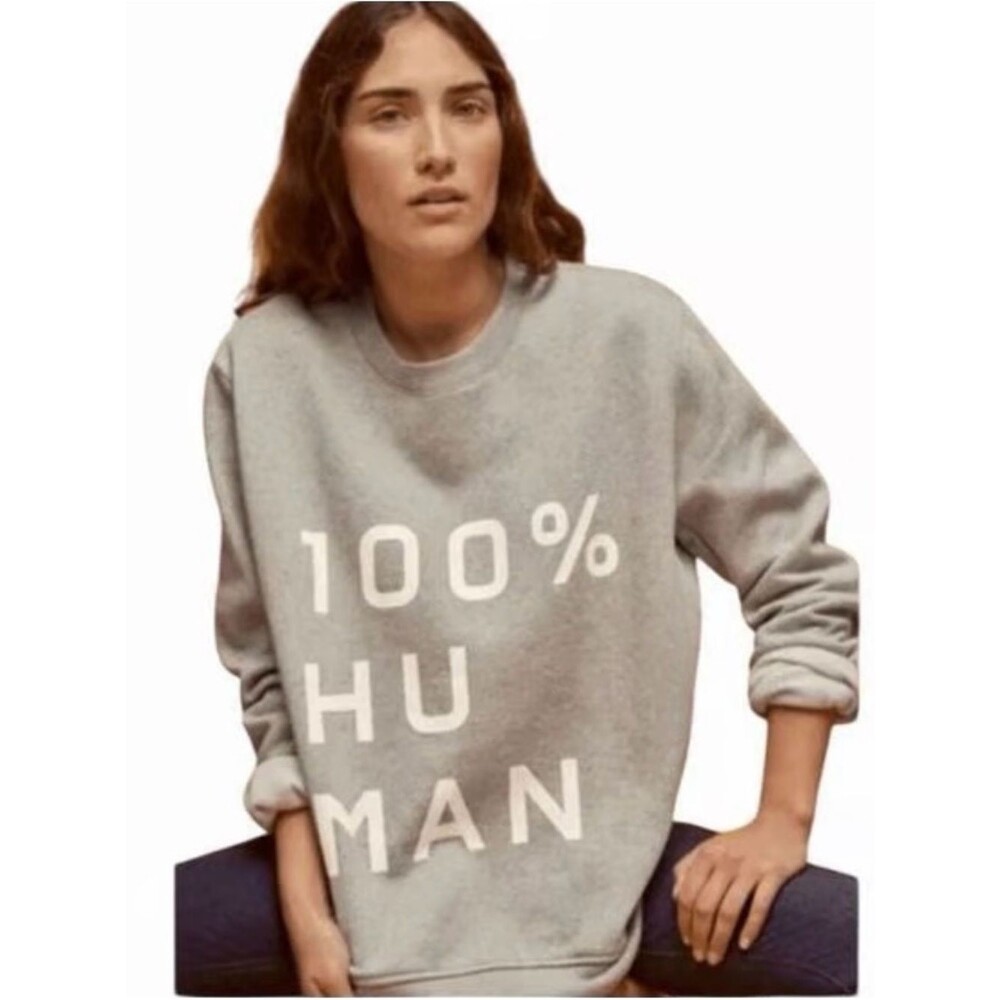 Everlane Gray Crewneck Sweatshirt with White "100% HUMAN" Print